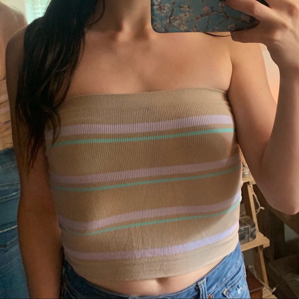 ribbed, striped tube top